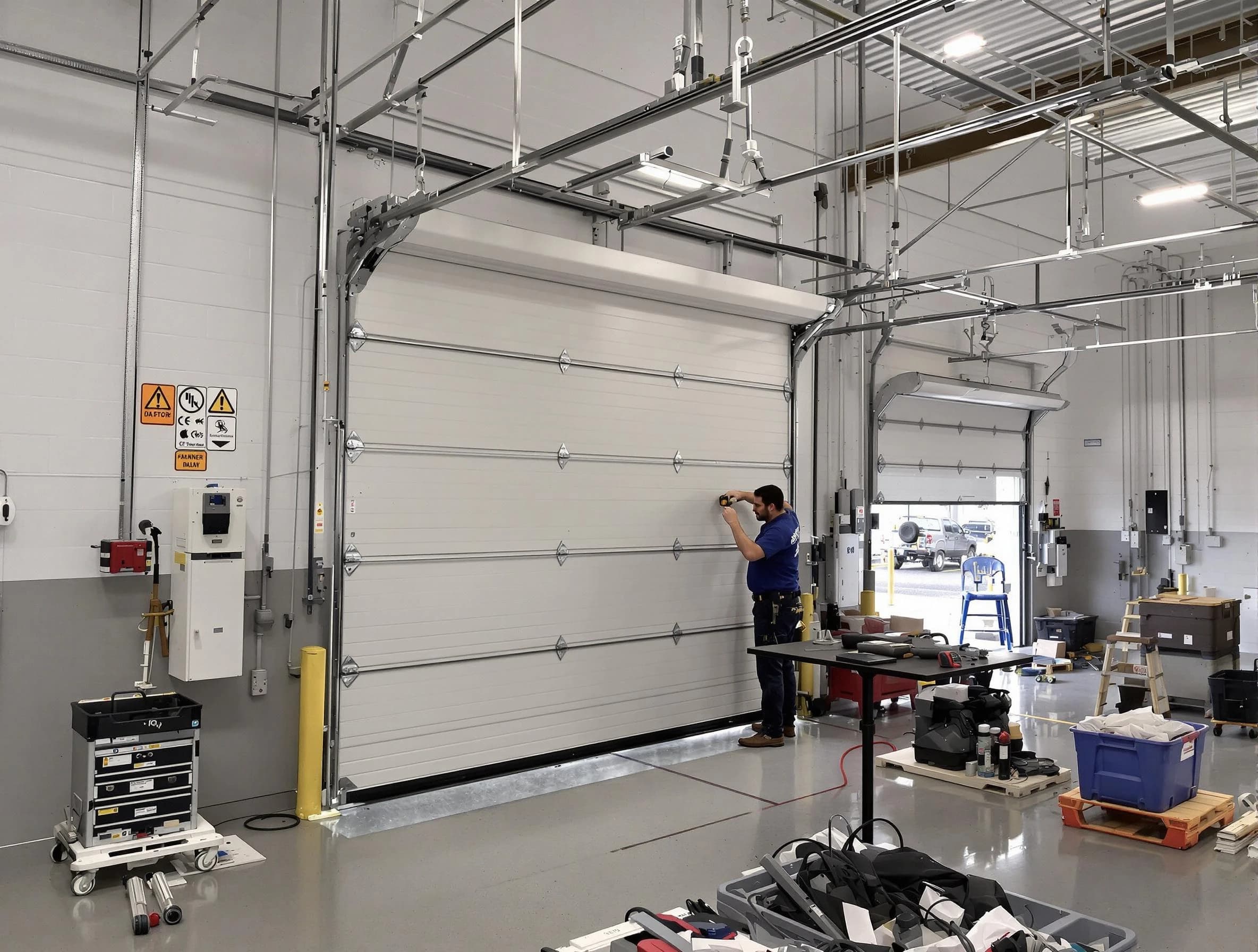 Commercial garage door repair being performed by New Brunswick Garage Door Repair expert in New Brunswick