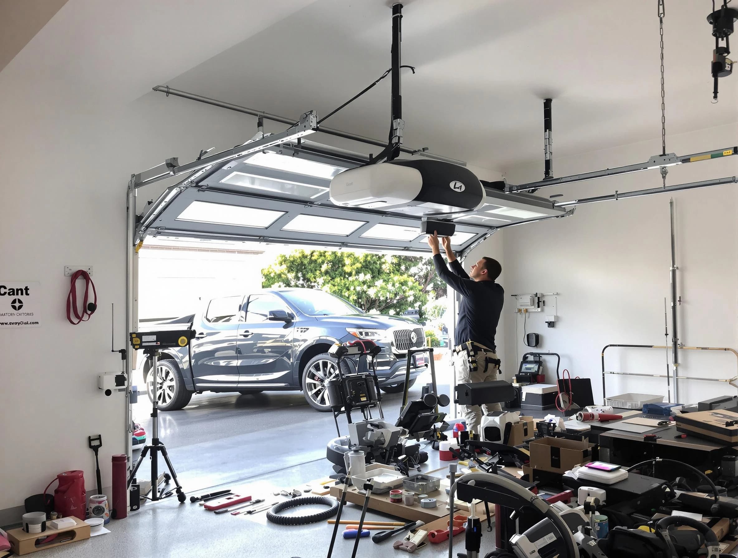 New Brunswick Garage Door Repair specialist installing smart garage door opener system in New Brunswick home