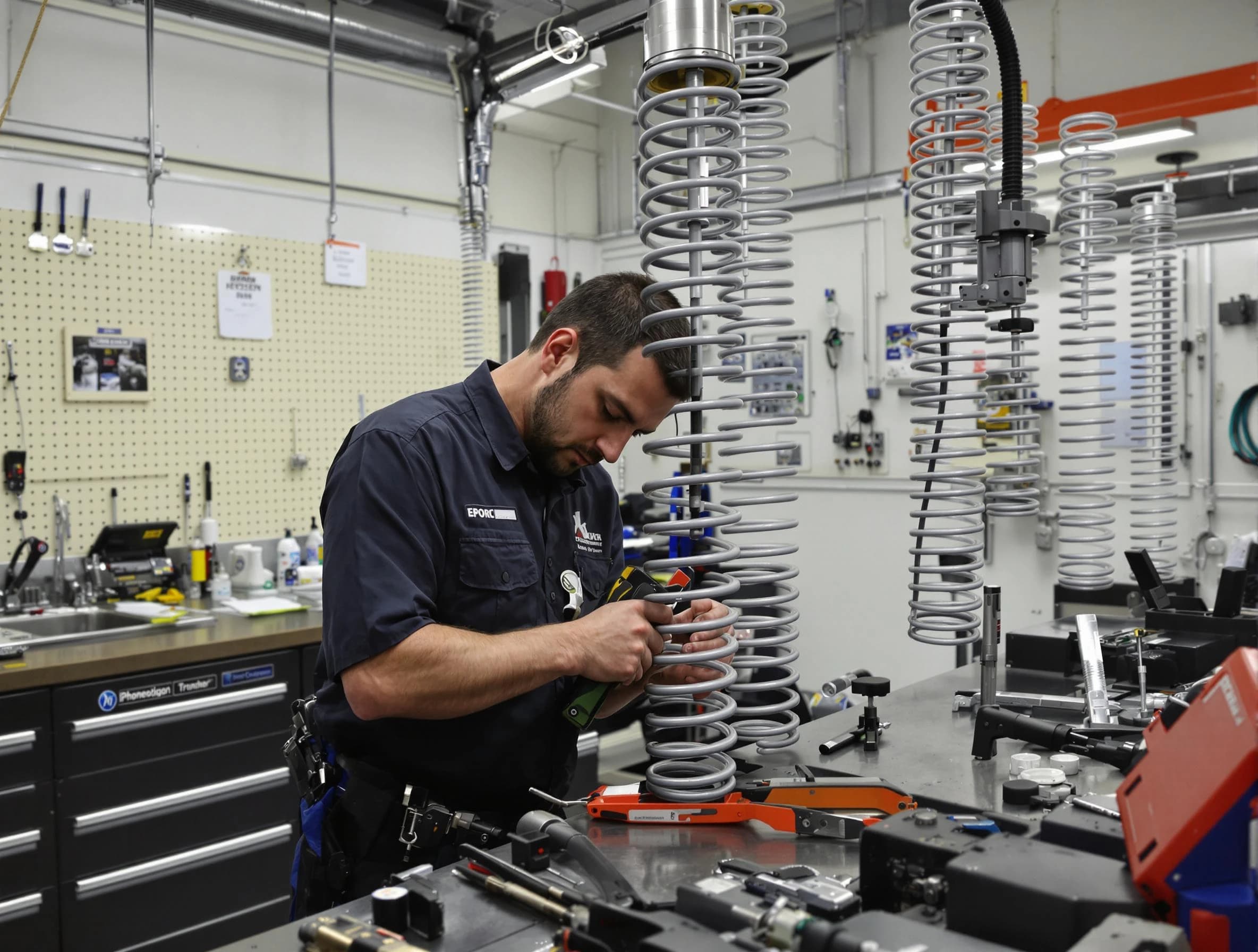 New Brunswick Garage Door Repair technician performing spring repair in New Brunswick